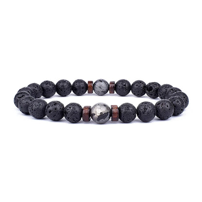 Natural Volcanic Lava Stone Beaded Bracelets for Women Men Jewelry Tiger Eyes Lapis Lazuli Healing Balance Chakra Bead Bracelet