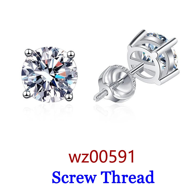 Premium 0.5-2ct Moissanite Diamond Stud Earrings for Women Orginal 925 Sterling Silver Screw Back Women Moissanite Earring 2025