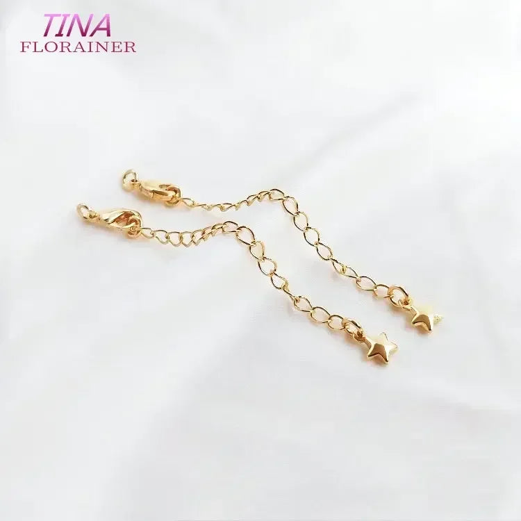 6PCS 14K Gold Color Brass Extender Chain with Lobster Clasps High Quality Jewelry Accessories  For DIY Jewelry Making Findings