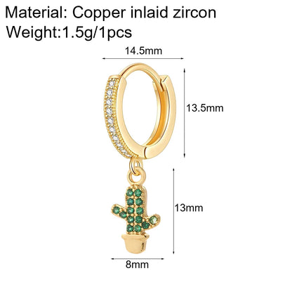 Sun Cute Fruit Hoop Earrings for Women Gold Color Heart Evil Blue Eye Dangle Earrings Micro Pave CZ New in Fashion Jewelry