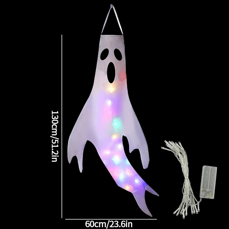 Halloween Floating Ghost Courtyard Hanging Ghost Hung on The Trees Halloween Scary Horror Atmosphere Decor Night Luminous Light