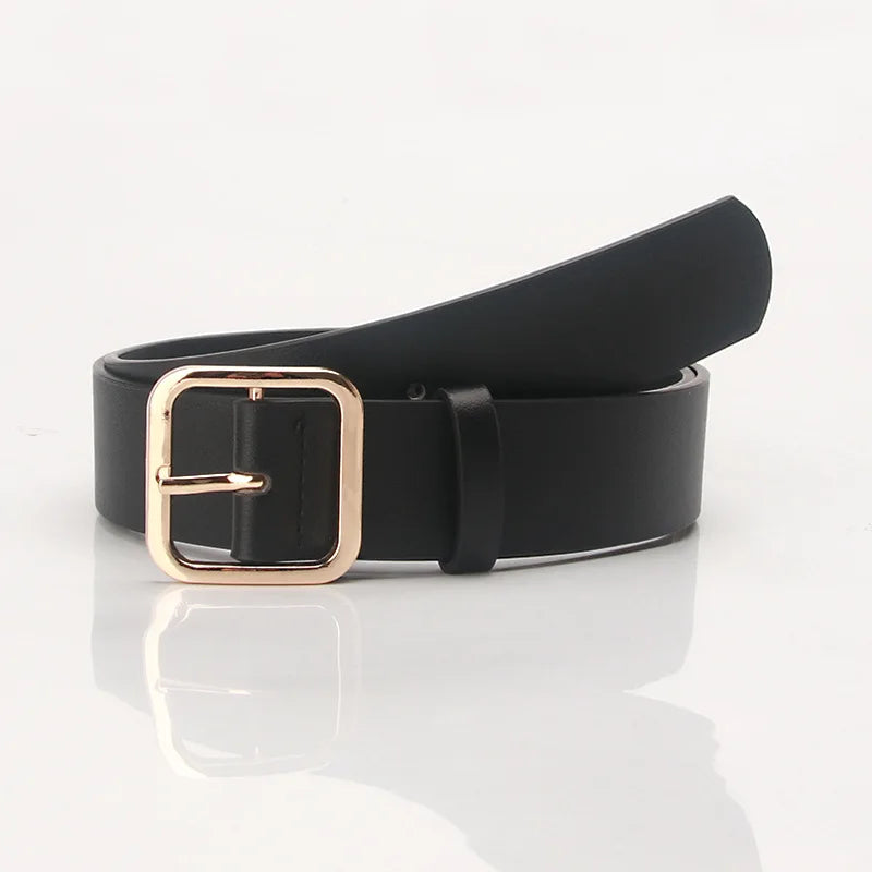 3.5x105cm Women's Belt Soft PU Leather Belt Square Pin Buckle Jeans Belt Korean Version Chic Ladies Vintage Female Waistband