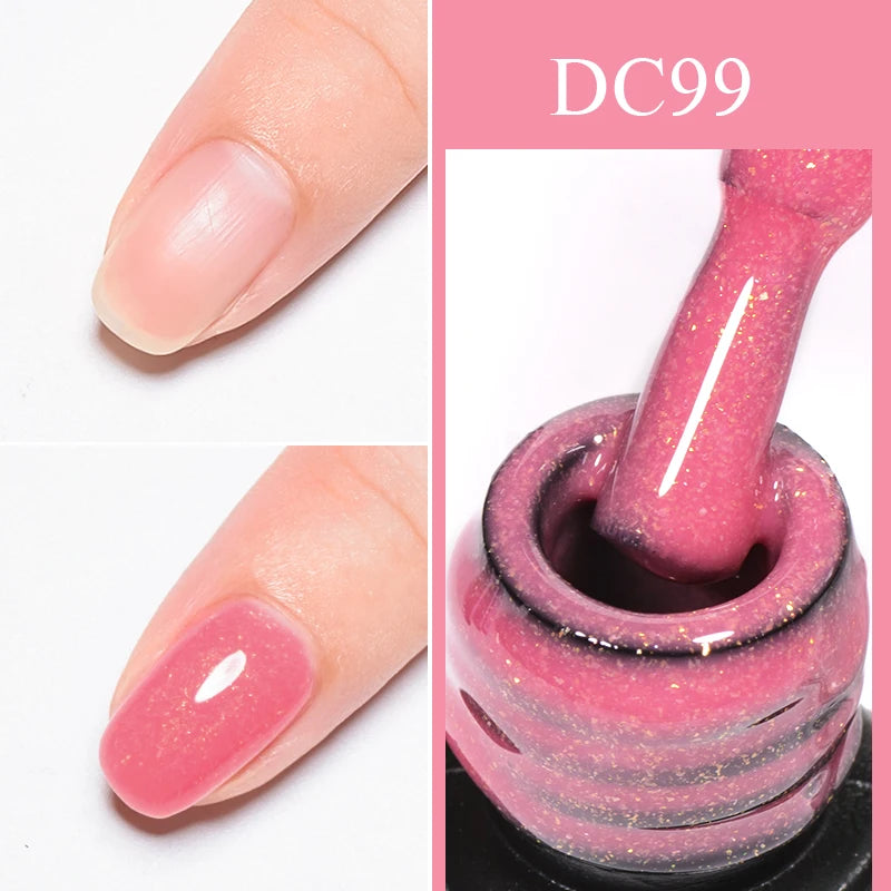 7ml Glitter Rubber Base Gel Polish Pink White Soak Off UV LED Self-leveling UV Construction Gel Varnish Manicure Nail Supplies