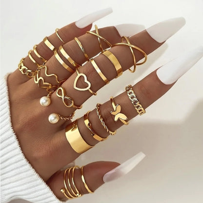 Simple Metal Geometric Butterfly Love Star Earrings Necklace Ring Fashion Jewelry Sets for Women Daily Wear Party Vacation Gifts