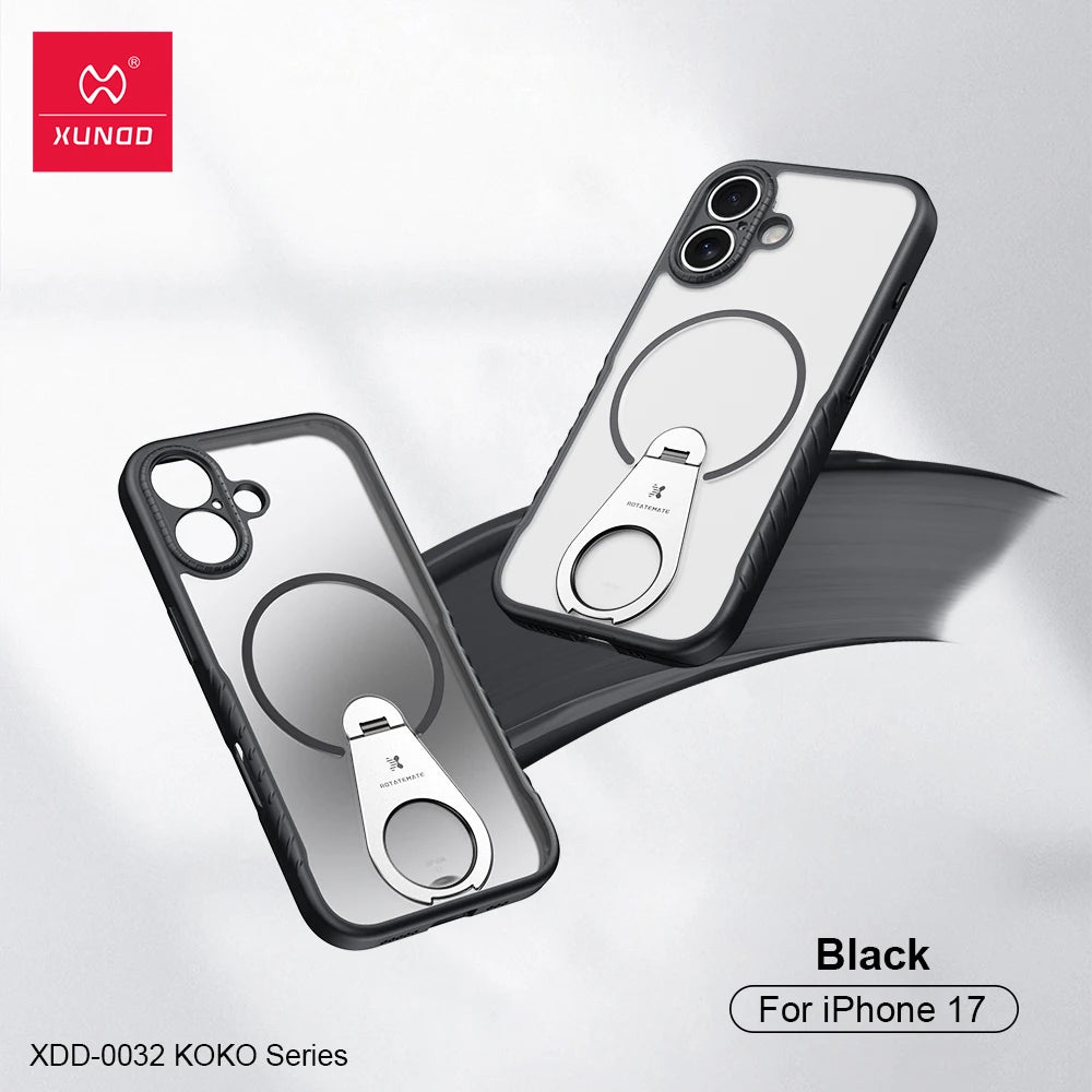Xundd for iPhone 17 Pro Max 17 Pro 17 Air Magnetic Case with Kickstand,360° Fully Adjustable Stand Matte Transprent Phone Case