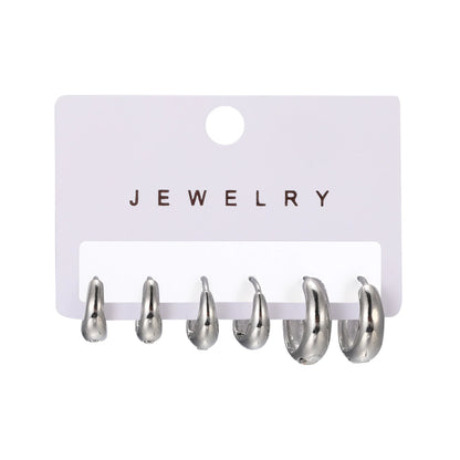 Simple Metal Geometric Butterfly Love Star Earrings Necklace Ring Fashion Jewelry Sets for Women Daily Wear Party Vacation Gifts