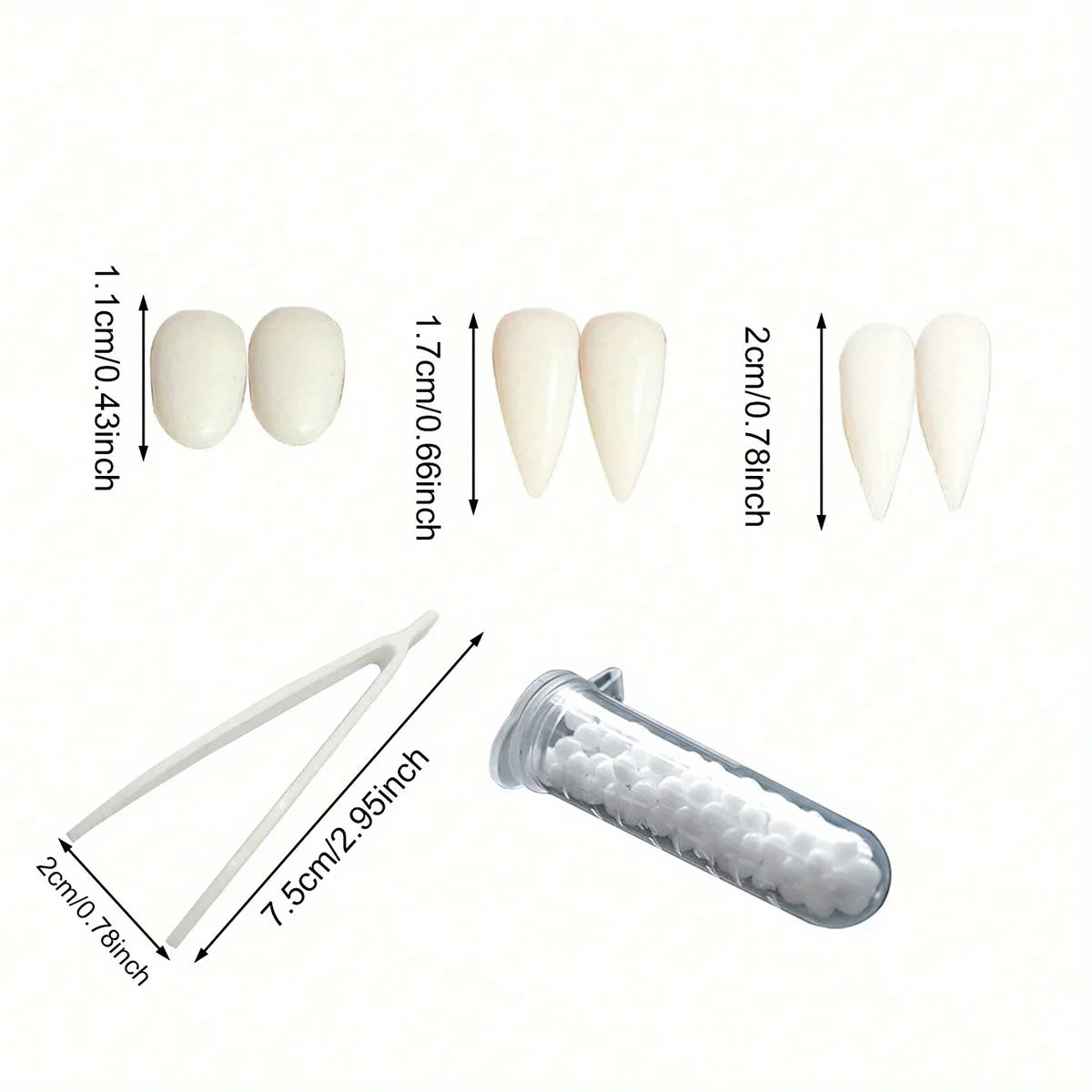 Fangs Dentures Props Halloween Decoration Props Resin Fake Teeth With Solid Glue Denture Adhesive Halloween Party Decor