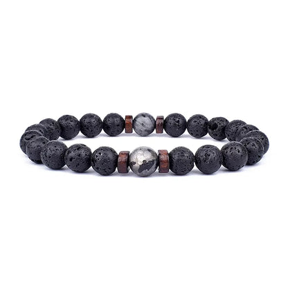 Natural Volcanic Lava Stone Beaded Bracelets for Women Men Jewelry Tiger Eyes Lapis Lazuli Healing Balance Chakra Bead Bracelet