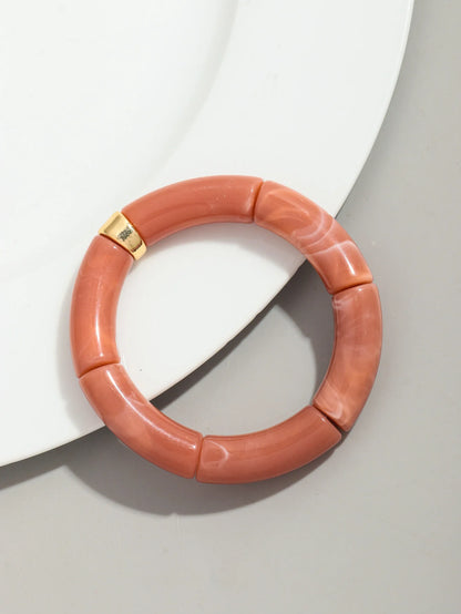 Bohomia Acrylic Design Style Chunky Bamboo Stackable Bracelet for Women Boho Elastic Colorful Tube Beads Braceletes 2024 Jewelry