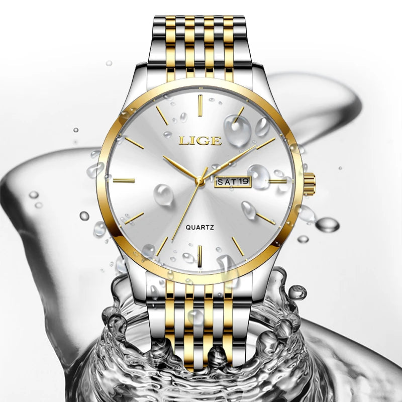 LIGE 2023 New Gold Watch Women Watches Ladies Creative Steel Women's Bracelet Watches Female Waterproof Clock Relogio Feminino