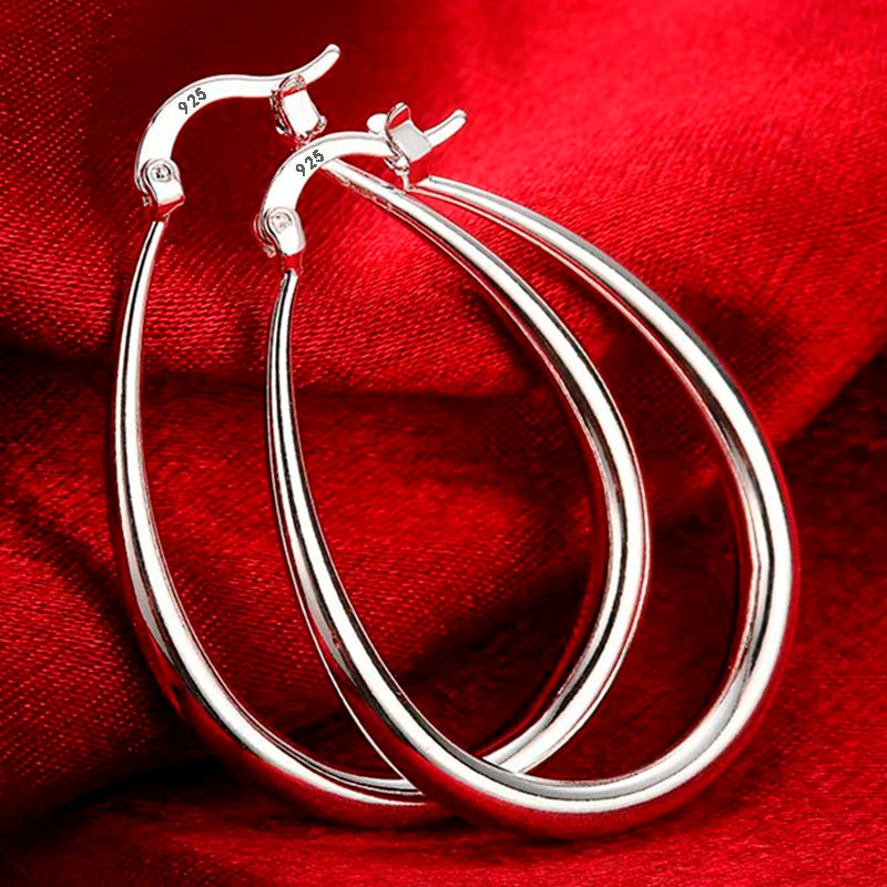 Hot fine 18K gold plated 44MM hoop earrings 925 Sterling Silver for woman high quality Fashion party Jewelry Christmas Gifts