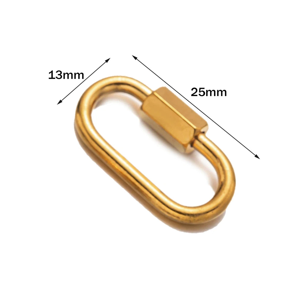 5pcs Gold Stainless Steel Heart Screw Carabiner Lock Connector Fastener Clip For DIY Necklaces Keychain Jewelry Making Supplies