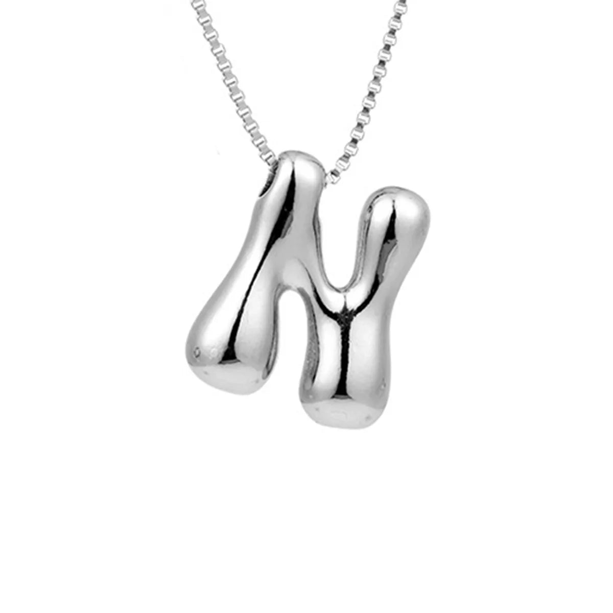 Delicate Chunky Balloon 26 Letter Necklace Bubble Initial Alphabet Pendant Box Chain Choker Stainless Steel Gold Plated Jewelry