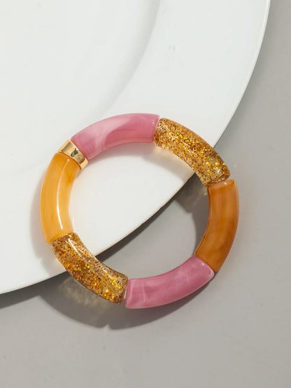 Bohomia Acrylic Design Style Chunky Bamboo Stackable Bracelet for Women Boho Elastic Colorful Tube Beads Braceletes 2024 Jewelry