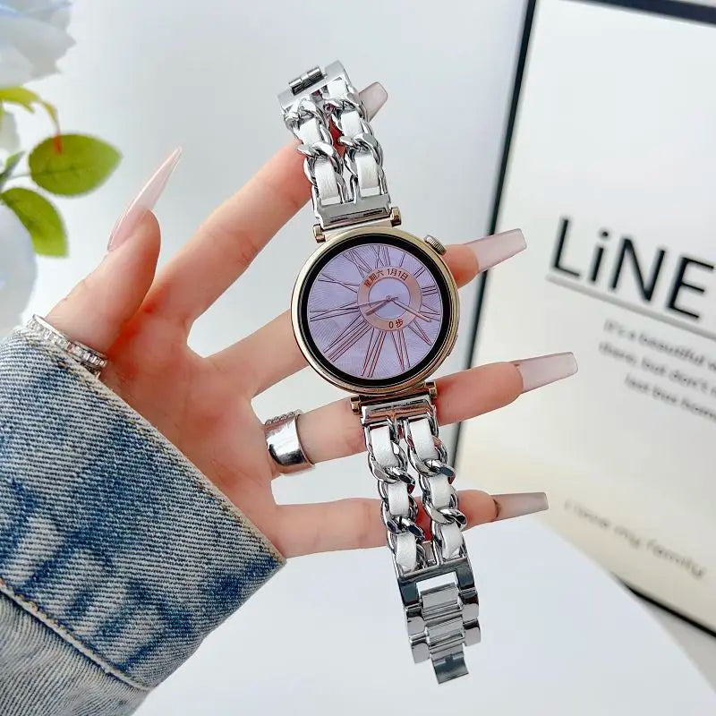 18mm Metal Strap for Huawei Watch GT5 41mm Gt 4 41mm Bands Stylish Leather Bracelet for Huawei Gt 5pro 42mm Women Metal Correa