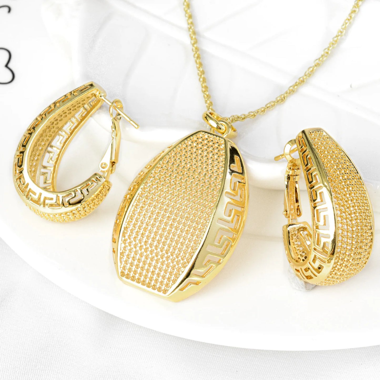 Sunnice Trendy Copper Earrings Pendant Set 18K Gold Plated for Women Gift Anniversary Party