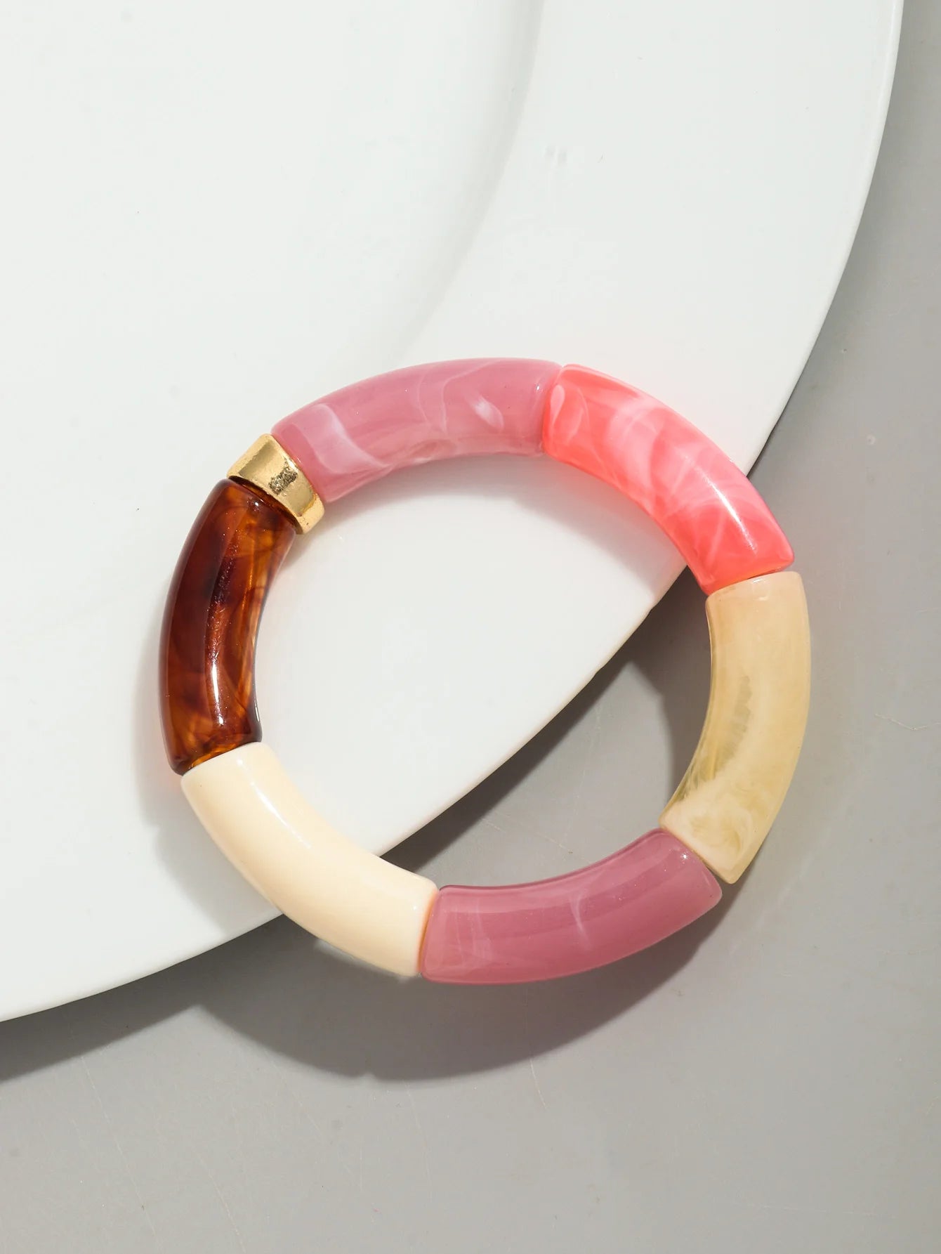 Bohomia Acrylic Design Style Chunky Bamboo Stackable Bracelet for Women Boho Elastic Colorful Tube Beads Braceletes 2024 Jewelry