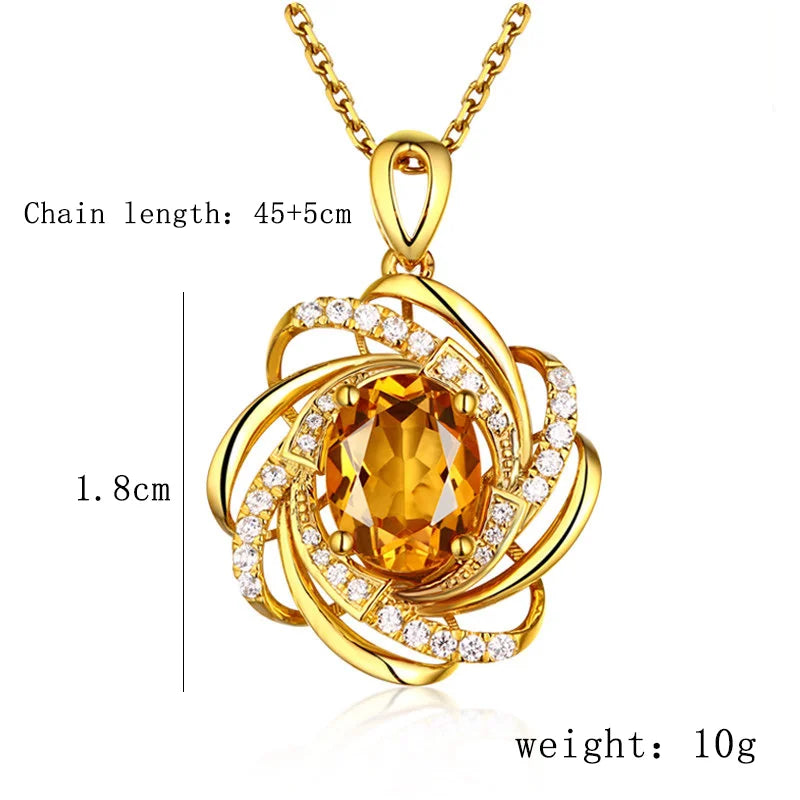 New Luxury Sapphire Crystal Pendant Necklace For Women Elegant Oval Flower Spiral Charm  Romantic Wedding Jewelry bijoux