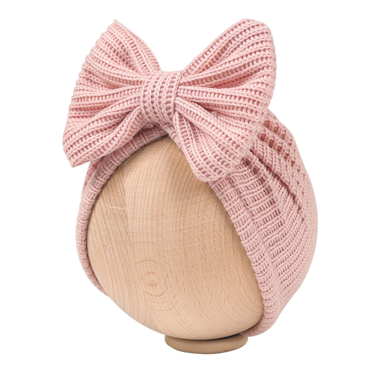 Autumn Winter Knitted Turban Cap For Baby Bow Indian Hat Solid Color Elastic Bandana Headband 0-6Month Newborn Beanie Headscarf