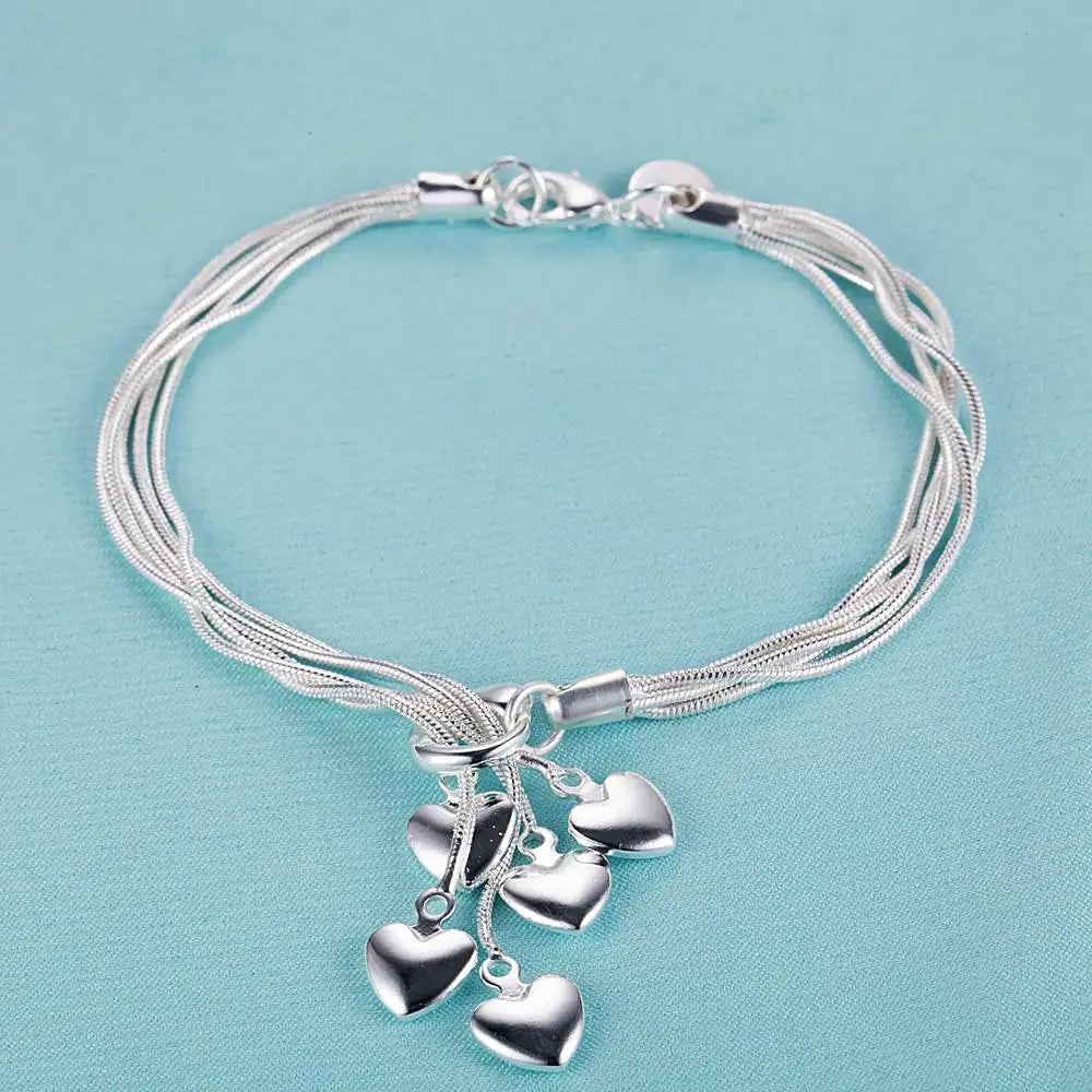 925 Sterling Silver Bracelet Heart High Quality Romance Chain For Woman Men Fashion Engagement Party Wedding Jewelry Gift
