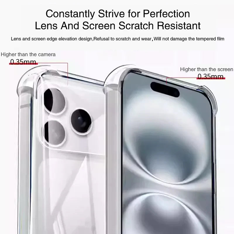 Soft Silicone Clear TPU Case for iPhone 17 Pro Max/Air 5G Transparent Back Cover Original Simple Phone Funda Coque