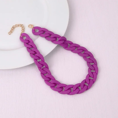 FishSheep Fashion Colorful Acrylic Matte Chain Choker Necklace for Women Statement Resin Wide Chain Collar Neck Jewelry 2024 New