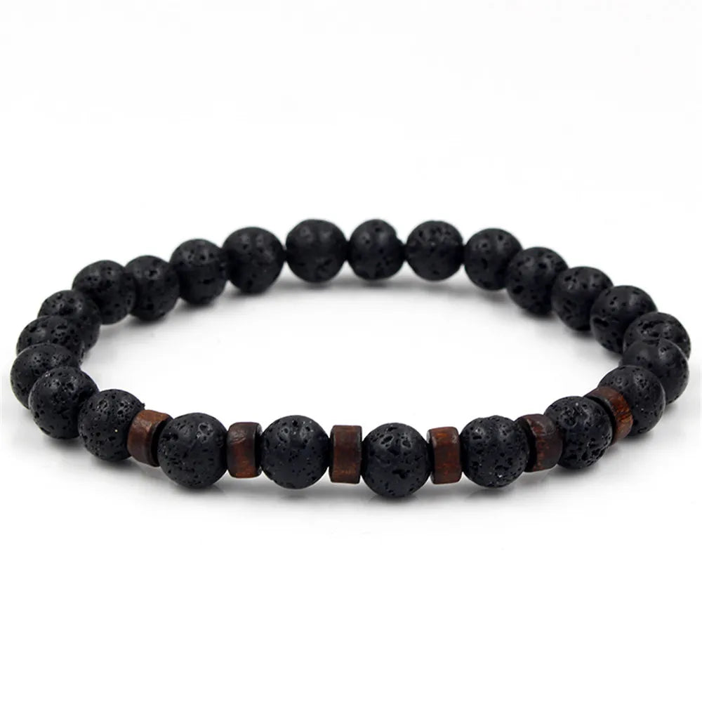 Natural Volcanic Lava Stone Beaded Bracelets for Women Men Jewelry Tiger Eyes Lapis Lazuli Healing Balance Chakra Bead Bracelet
