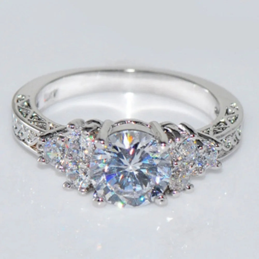 Temperament Luxury Dazzling Eight Hearts Eight Arrows Zircon Rings for Woman Exquisite Wedding Bride Anniversary Gift Jewelry