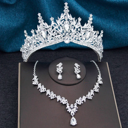 Princess Crown Bridal Jewelry Sets for Women Tiaras and Necklace Earrings Prom Bride Jewelry Set Wedding Dress accessories