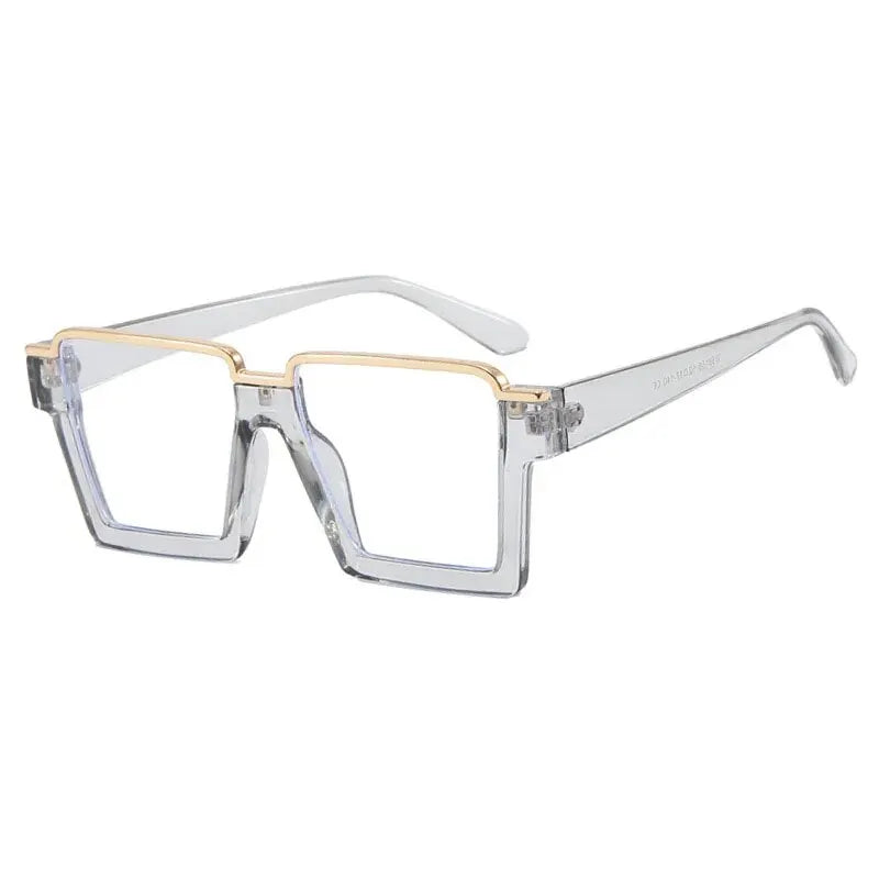 Personality Square Flat Light Mirror Anti-blue Light Trend Ins Hip Hop Big Frame Glasses Cross-border Fashion Glasses Frame