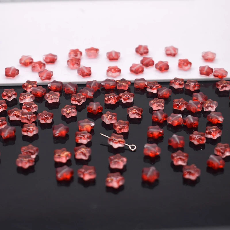Mixed-color 8mm 60pcs Star Beads Czech Glass Loose Spacer Beads Handmade Diy Accessories Jewelry Making Necklace Earrings