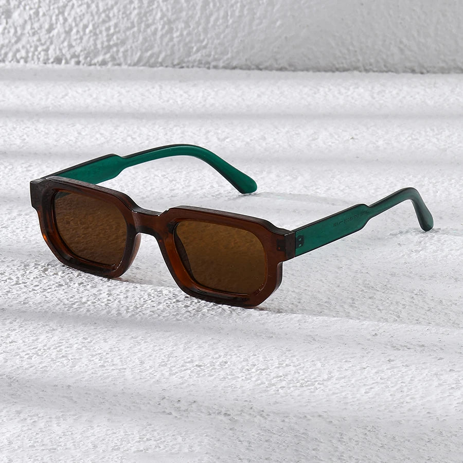 New Men Vintage Rectangle Frame Sunglasses Fashion Retro Sun Glasses Luxury Brand Design Glasses UV400 Eyewear Women Goggles