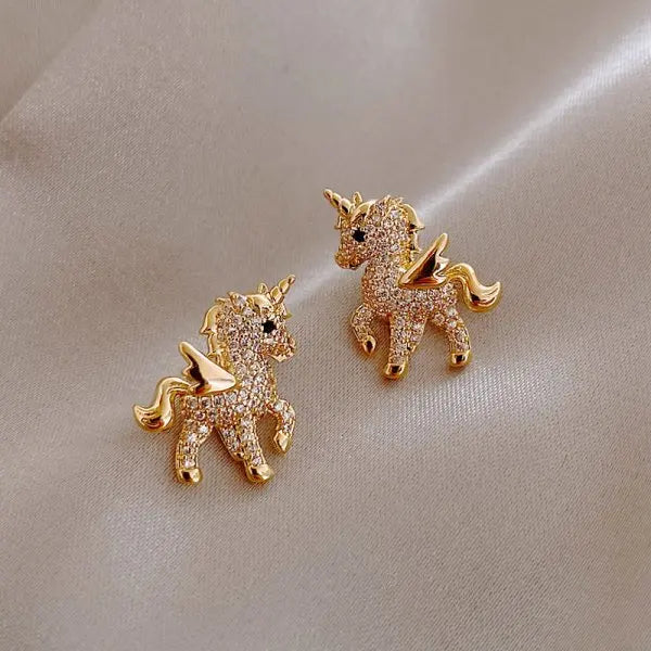 New Trendy Crystal Cute Cat Stud Earrings For Women Fashion Moon Planet Round Water Earring Girl Personality Jewelry