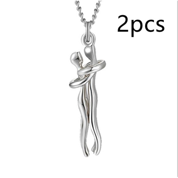 Love Hug Necklace Unisex Men Women Couple Jewelry Simple Temperament Clavicle Chain Valentines Day Lover Gift