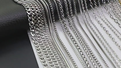 3mm Men's Cuban Chain Necklace Simple Stainless Steel Necklace Fashion Titanium Steel Jewelry Trend Accessories Gift